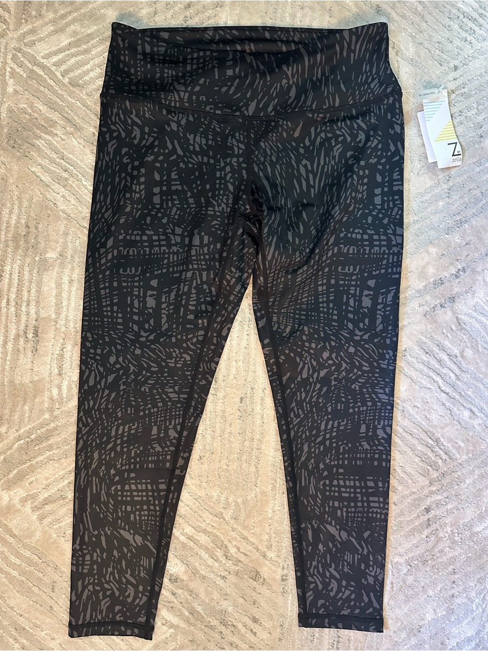 Z by Zella Black and Gray Abstract-Print Leggings